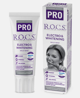 Зубная паста R.O.C.S. PRO «Electro & Whitening» с ароматом Mild Mint